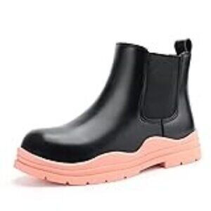 brooman Kids Chelsea Boots Boys Girls Ankle Boots Zipper Booties, Black/Pink, 10
